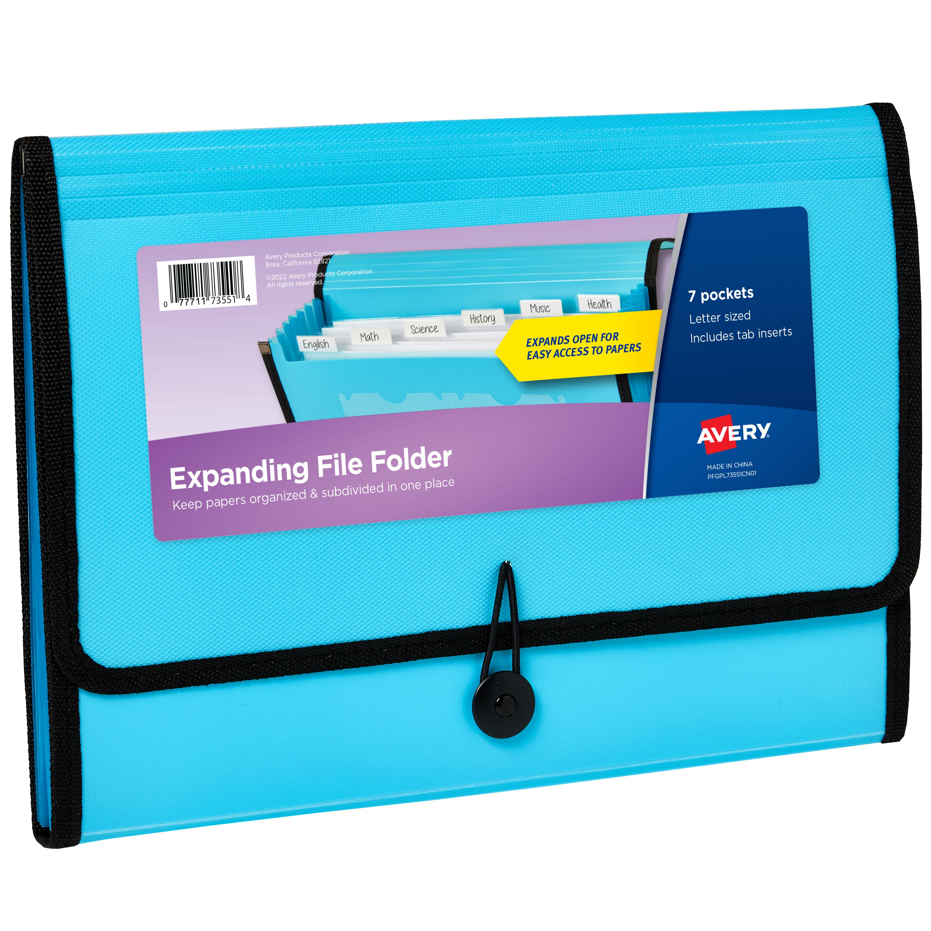 Expanding File Folder, 7-Pocket, Aqua 73551 | Avery